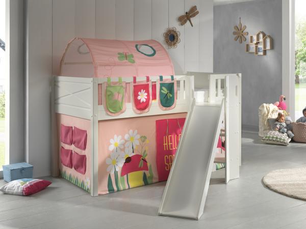 Vipack 'Scotty' Spielbett inkl. Lattenrost, Rutsche, Textilset und Leiter in Kiefer Weiß, Spring Bild 2