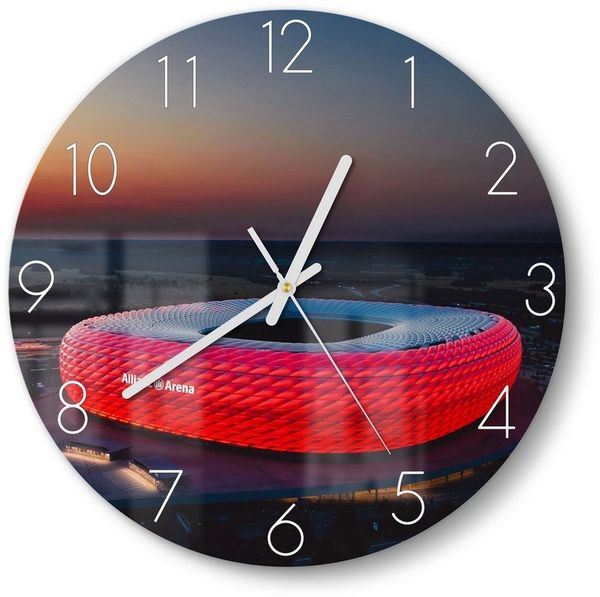 DEQORI Wanduhr 'Allianz Arena, München' (Glas Glasuhr modern Wand Uhr Design Küchenuhr)