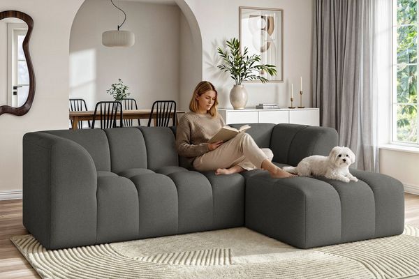 OTTO home Ecksofa TUURE L-Form, Verlässliche Qualität, moderne Steppung, Breite 255cm, Bubble Optik, moderne Steppung, hoher Sitzkomfort, Wellenunterfederung