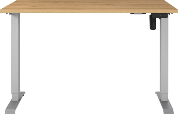 Germania Schreibtisch 8022-638, in Grandson-Eiche-Nb./Silber, elektr. höhenverstellbar, 120 x 119 x 80 cm (BxHxT)