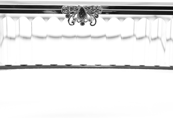 Glaskiste 35 x 25 x 8 cm – Rechteckig mit Spiegelboden & Stahlrahmen - Silber Bild 3