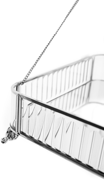 Glaskiste 35 x 25 x 8 cm – Rechteckig mit Spiegelboden & Stahlrahmen - Silber Bild 5