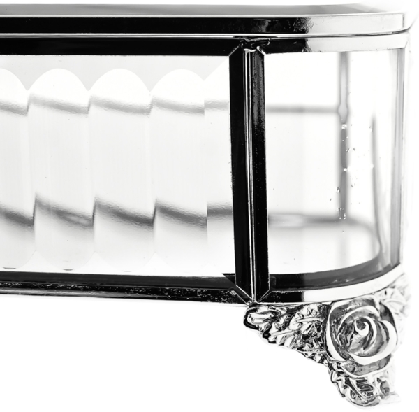 Glaskiste 35 x 25 x 8 cm – Rechteckig mit Spiegelboden & Stahlrahmen - Silber Bild 4