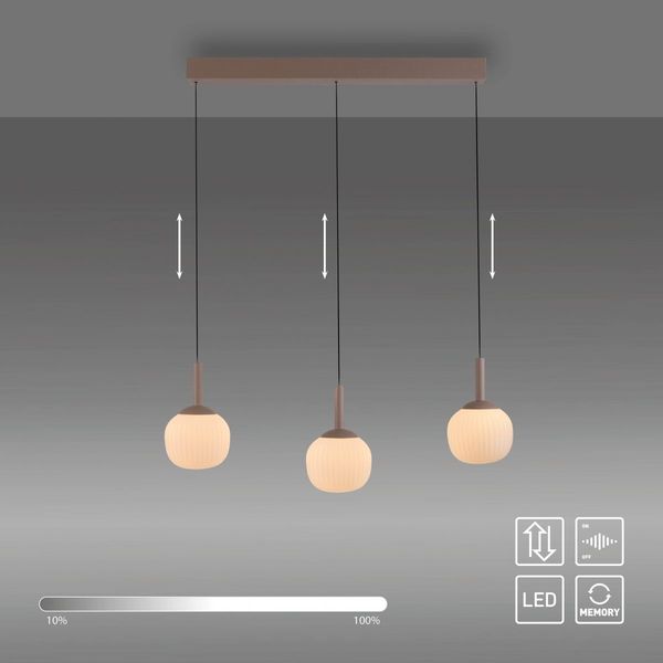 JUST LIGHT 15177-39 NAMI Pendelleuchte 3-flammig sandfarben Comfort Lift