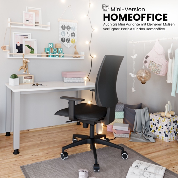 bümö manuell höhenverstellbarer Schreibtisch 180x80 cm in Asteiche - PC Tisch höhenverstellbar & groß, höhenverstellbarer Tisch Büro, großer Computertisch verstellbar, Q-Serie, QS-19-R Bild 4