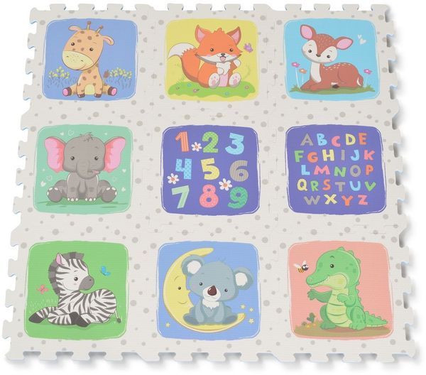 Moni Puzzle-Spielmatte Safari 9-teilig Tiermotiv Teppich EVA-Schaum rutschfest bunt