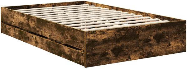 vidaXL Bettrahmen Geräucherte Eiche 120 x 200 cm Ingenieurs Holz 3413433 Bild 6