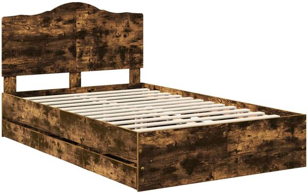 vidaXL Bettrahmen Geräucherte Eiche 120 x 200 cm Ingenieurs Holz 3413433 Bild 4