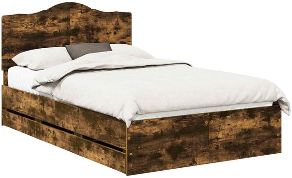 vidaXL Bettrahmen Geräucherte Eiche 120 x 200 cm Ingenieurs Holz 3413433 Bild 2