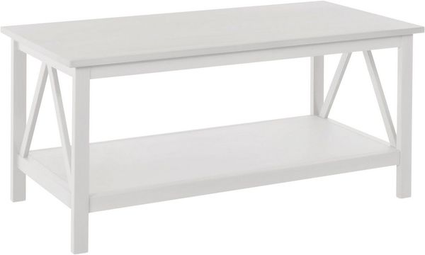 loft24 Couchtisch Tulle, Wohnzimmertisch rechteckig, Kiefer weiß, Landhausstil, Breite 112 cm