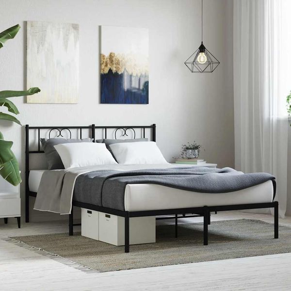 vidaXL Bettgestell mit Kopfteil Metall Schwarz 160x200 cm 355466