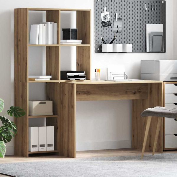 vidaXL Schreibtisch Artisan-Eiche 138,5 x 55 x 143 cm Holzwerkstoff 3337256