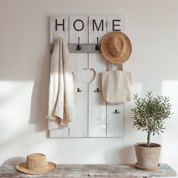 Wandgarderobe HWC-C89 Home, Garderobenpaneel Garderobe, Shabby-Look Vintage, 8 Haken 91x60cm ~ weiß, shabby