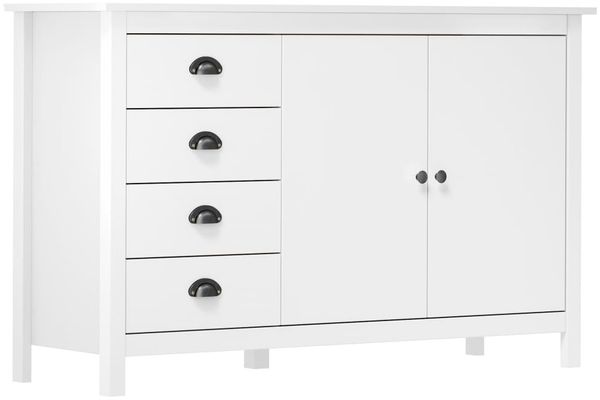 vidaXL Sideboard Hill Range Weiß 130×40×80cm Kiefer Massivholz [288932]