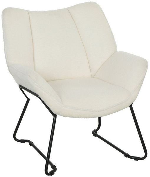 HOMCOM Relaxsessel mit Sherpa-Fleece-Optik (Loungesessel, 1-St, Wohnzimmer Sessel), Polsterstuhl für Schlafzimmer, Weiß Bild 2