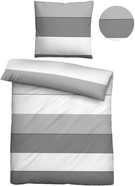 biberna Mako-Satin Bettwäsche 0615210 BLOCKSTREIFEN, sturmgrau, 1x 135x200 cm + 1x 80x80 cm Bild 5