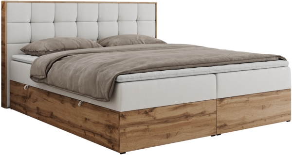 Boxspringbett mit Kopfteil und Topper, Polsterbett - ALBERO 1 - 180 x 200 cm - Weiß Kunstleder - H4 Bild 5