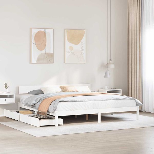 vidaXL Massivholzbett ohne Matratze Weiß 180x200 cm Kiefernholz 3301521