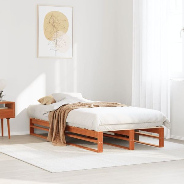 vidaXL Massivholzbett ohne Matratze Wachsbraun 90x200 Kiefernholz 850835