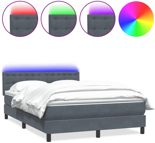 vidaXL Boxspringbett mit Matratze Dunkelgrau 140x210 cm Samt 3317266
