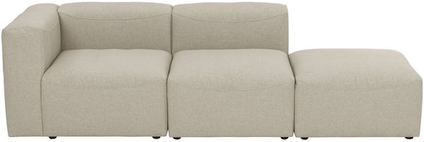 Sofa 2-Sitzer mit Hocker rechts Kattrina Flachgewebe creme