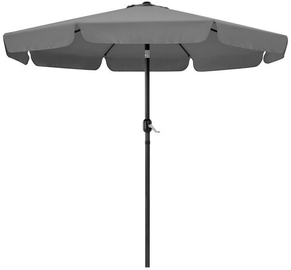Yaheetech Sonnenschirm ∅ 267,5 cm mit 8 Metallstreben & Elegantem Volant, Kippbarer Gartenschirm UV-schutz Kurbelschirm
