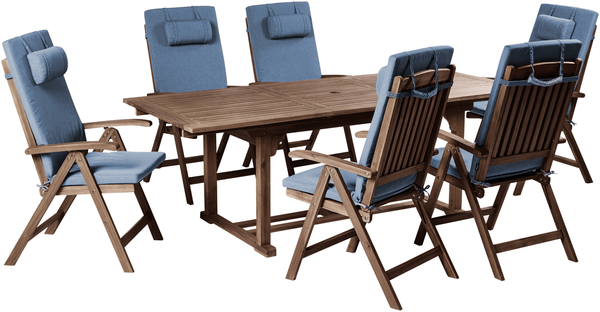 Gartenmöbel Set 6-Sitzer AMANTEA PREMIUM Akazienholz Blau