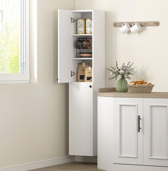 Wandmontierter Badezimmerschrank 30cm×30cm×161cm mit Soft-Close-Scharniere, 2 Türen und lackierter Oberfläche in Weiß