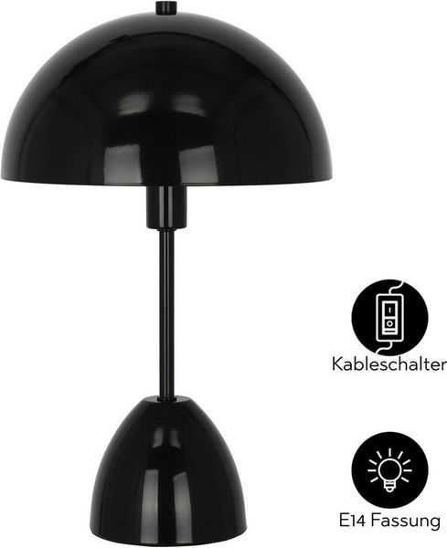 OTTO home Tischleuchte Dorrio Pilzlampe, ohne Leuchtmittel, Leuchtmittel wechselbar, Textilkabel blendfreie Nachttischleuchte, Tischlampe, E14, Pilz, Lampe