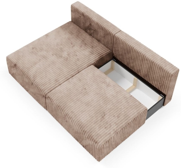Ecksofa mit Schlaffunktion NATALIA XS in Stoff Tilia Beige Ottomane Links Bild 4