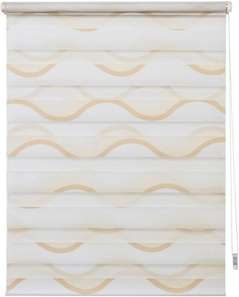 Doppelrollo Wellen Design, K-HOME, Lichtschutz, ohne Bohren, freihängend, Klemmfix, Bedruckt mit Muster Bild 2