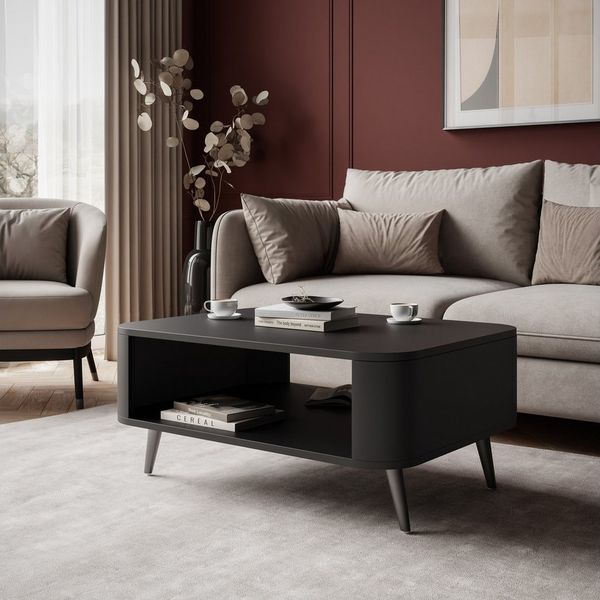 Lookway Couchtisch SHADOW II mit Ablage und wählbaren Metallbeinen (1x Tisch), Breite: 80 cm