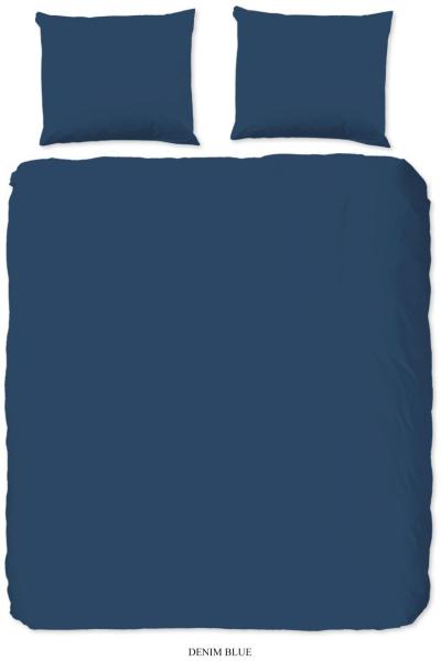 good morning Renforcé Bettwäsche 3 teilig Bettbezug 200x220 cm Kopfkissenbezug 60x70 cm Uni duvet cover 0270.24.02 Denim