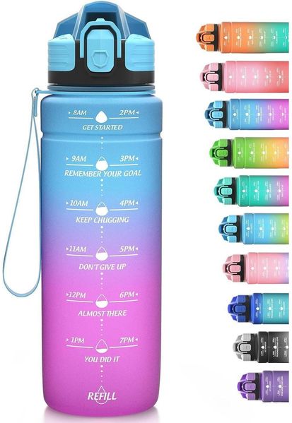 Niggeey Sport Trinkflasche 700ml Auslaufsicher BPA-frei Tritan Zeitmarkierung