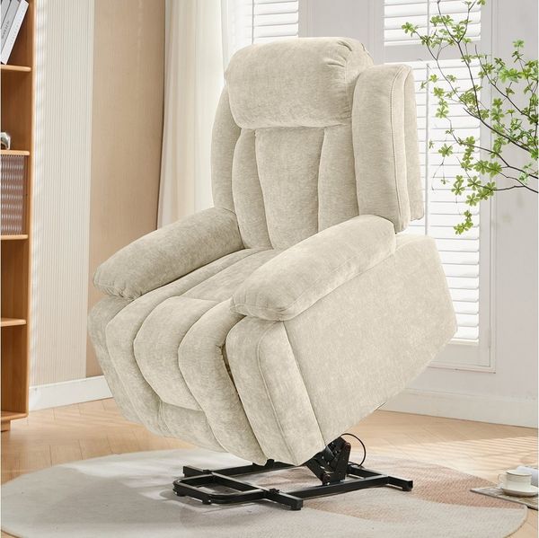 Merax Massagesessel mit 8-Punkt-Massagefunktion, Fernsehsessel mit USB-Anschluss (Chenille-Stoff, 1-St), Relaxsessel mit Heizfunktion & Hebefunktion, Staufach & Seitentaschen