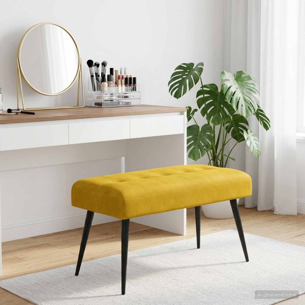 vidaXL Bank mit Knopfheftung Gelb 80 x 40 x 46 cm Samt 42038522