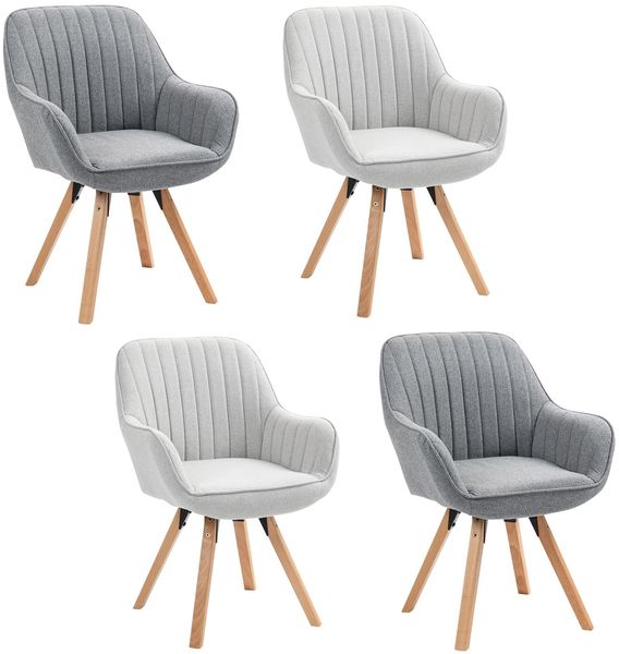 MEUBLE COSY Esszimmerstühle Drehbar 4er Set Küchenstuhl Polsterstuhl Drehstuhl mit Armlehne Sessel Schminkstuhl aus Stoff Massivholzbeine für Esszimmer Wohnzimmer Arbeitszimmer, Bunt