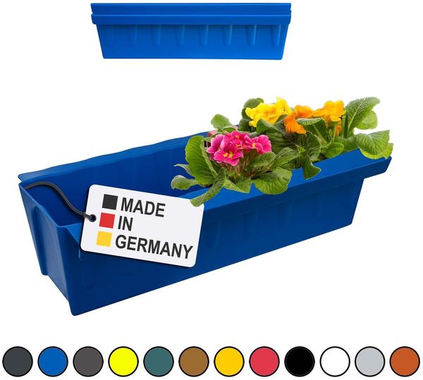 Hossi's Wholesale 2 Euro-Paletten Blumenkästen-Einsätze | mit Hängesystem zum Einhängen | 37,3cm Blau | Pflanzkasten für Europalette Palette | Balkonkasten | Blumentopf | extrem stabil