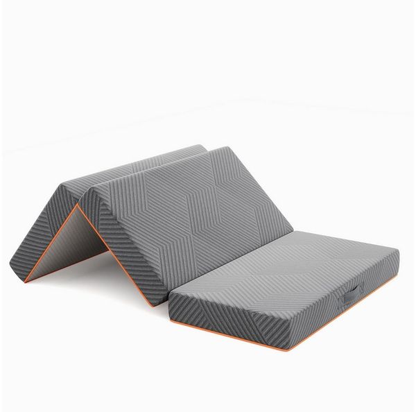 Klappmatratze 3-teilige Faltmatratze Gästematratze in grau Gästebett klappbar, Vesgantti, mit waschbarem Bezug, Gel Schaumstoff Matratze, 10CM hoch, 15CM hoch