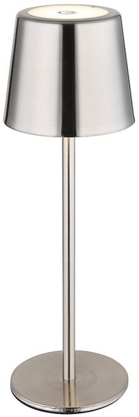 LED Tischleuchte, silber, Touchdimmer, Akku, USB, H 28 cm