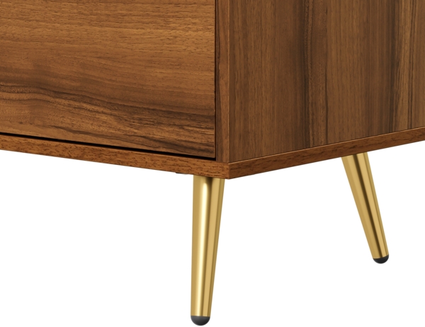 TV-Schrank mit LED, Lowboard 180 cm, Fernsehtisch Holzfarbe, Glasfront, Stauraum, Kabeldurchführung, Wohnzimmer Bild 10