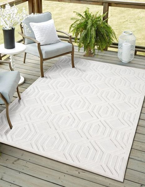 Myflair Möbel & Accessoires Teppich Haven, LAGERRÄUMUNG!, rechteckig, Höhe: 8 mm, Rauten Motiv, Hoch-Tief Effekt, Outdoor geeignet, Balkon, Terrasse