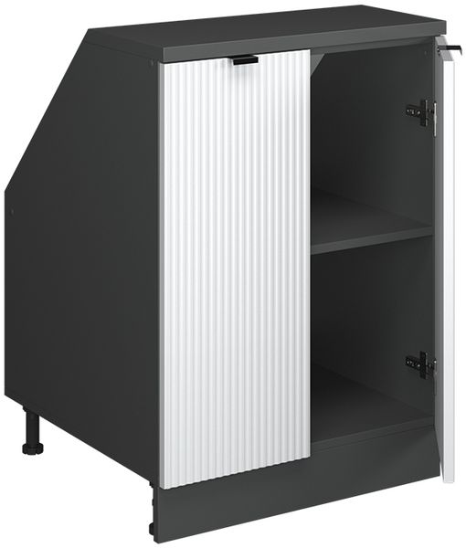 Küchenschrank für Dachschrägen R-Line Weiß Riffel 60 cm mit 2 Türen, Schrankkorpus 60 cm Tiefe Vicco Bild 3