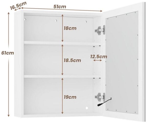 MSMASK Badezimmerspiegelschrank mit Beleuchtung und verstellbaren Ablagen für flexible Lagerung (1-St) Touch-Farbtemperatursteuerung & Staubschutz-Stauraum