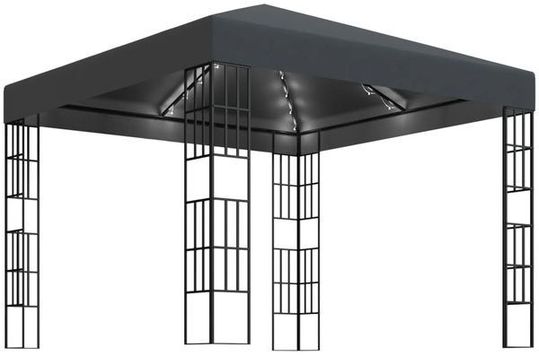 vidaXL Pavillon mit LED-Lichterkette 3x3 m Anthrazit 3070322
