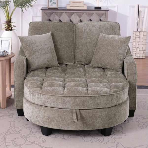 STILVORA Schlafsofa mit Aufbewahrungs-Hocker,Modulares Sofa Relaxsofa aus Chenille