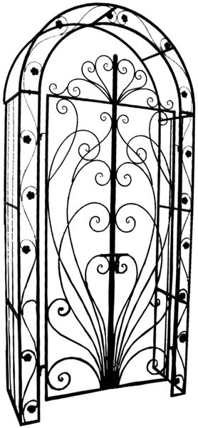 Pforte MIAMI mit Rosenbogen - Eisen Schwarz 229x108x40cm | Eingangstor Gartentor Fußgängertor