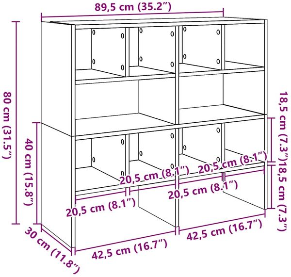 vidaXL Schuhregale 2 Stk. Stapelbar Räuchereiche 89,5x30x40 cm 858848 Bild 9