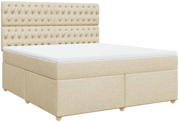 vidaXL Boxspringbett mit Matratze Creme 180x200 cm Stoff 3291371