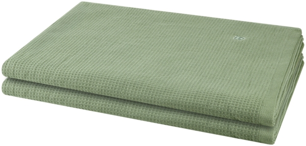 Ross Pique 2 tlg. Frottier-Set - 2 X Saunatuch (80 X 200cm) - 520 g/m2 - Piniengrün